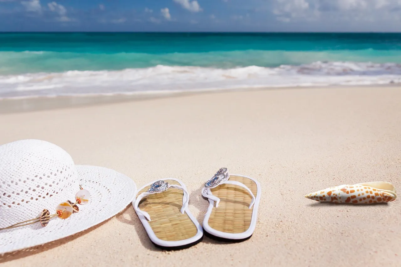 Beach Hat Sand & Flip Flops